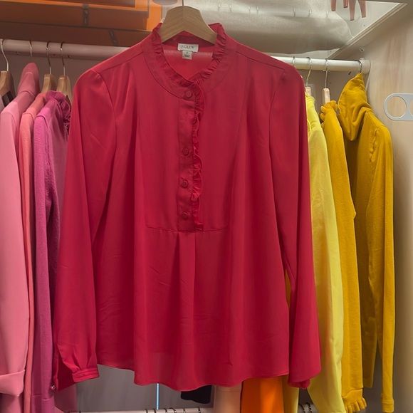 J. Crew - Pink Ruffle Popover- Size 2 - Picture 1 of 4